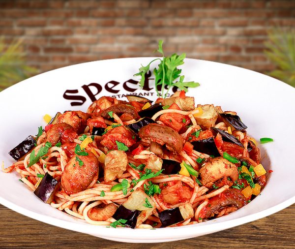 Spaghetti Pasta With Eggplant