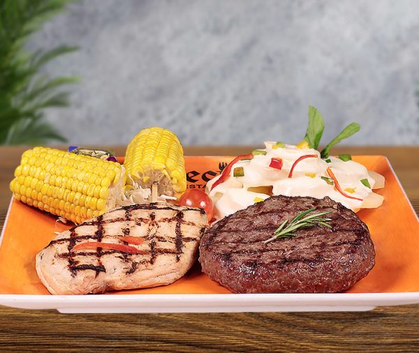 Grilled Beef Burger and Chicken